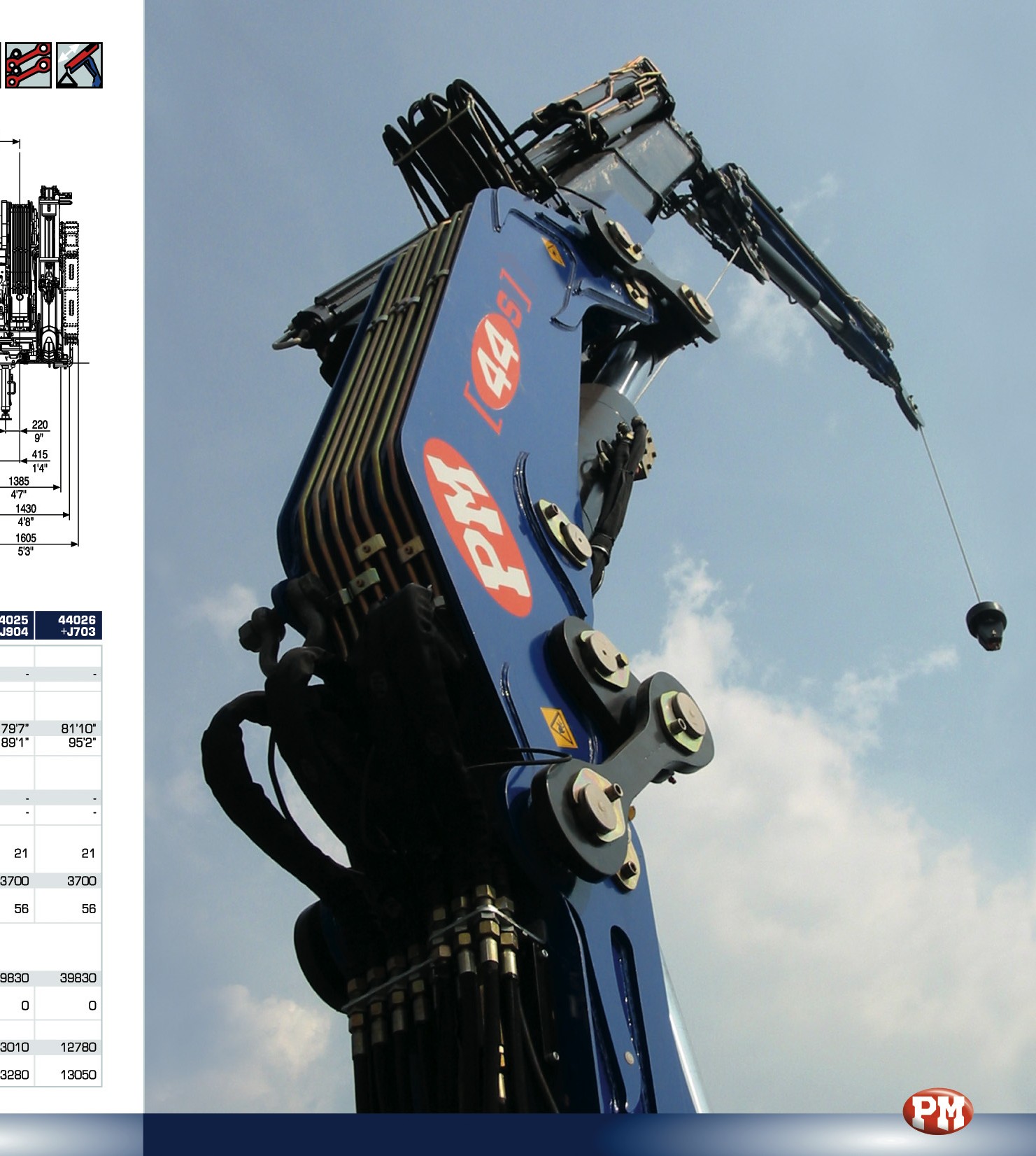 PM 44-ton knuckle boom crane