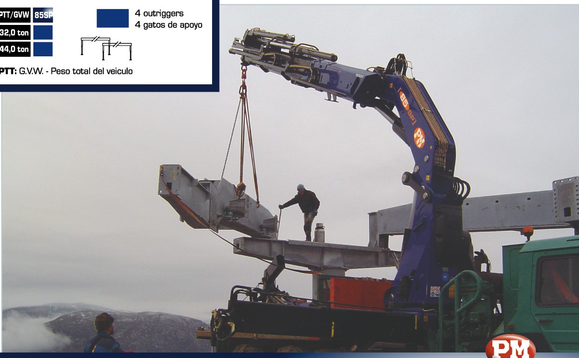 PM 85-ton knuckle boom crane